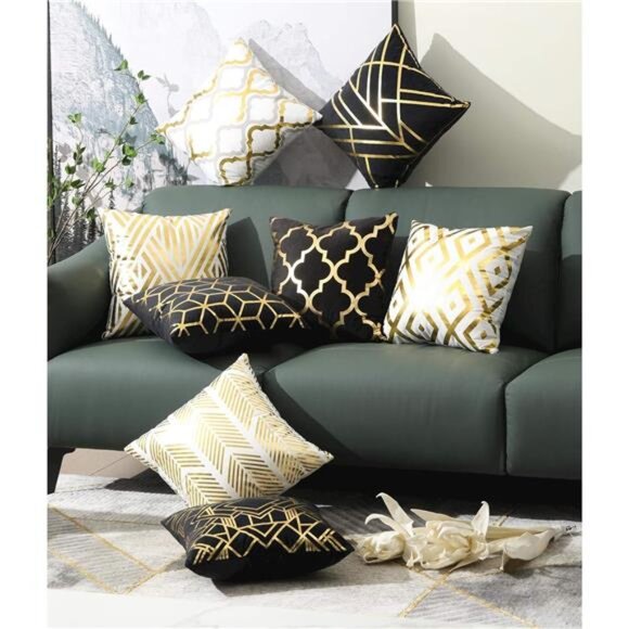 Home Decorative Set of 4 Throw Pillow Covers Gold Foil Pillow Covers 18 - Picture 13 of 14